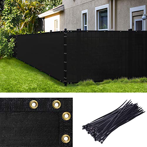 Amgo Black 4' x 8' Fence Privacy Screen, Commercial Standard Heavy Duty Windscreen with Bindings & Grommets, 90% Blockage, Cable Zip Ties Included (We Make Custom Size) - color: Black, size: 0 4' X 0 8'