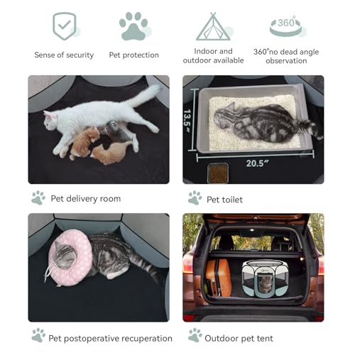 Siedihit Dog Playpen with 2 Washable Pee Pad, Puppy Pet Cat Playpen Small AnimalsTent Crate Indoor/Outdoor, Portable Pop Up Kennel with Carrying Case(Grey with 2 Pads, Small) - color: Grey with 2 Pads