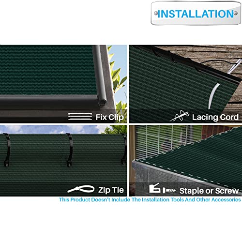 Patio 6' x 15' Sun Shade Fabric Roll 6/8/12 FT Shade Cloth for Patio, Outdoor Mesh Sail Sun Shades Canopy Replacement Pergola Cover for Backyard Deck Porch, Green