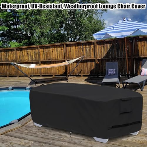 Stackable Chaise Lounge Covers for 2-3 Stackable Patio Lounge Chair, 600D Weather-Resistant Polyester Fabric, Outdoor Furniture Storage Cover for Stackable Lounge Chair - 80"L x 30"W x 20"H, Black - color: Black, size: Stackable - 80"L x 30"W x 20"H