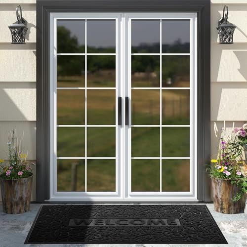 Yimobra Large Welcome Mat 60x36, Waterproof Non-Slip Outdoor Mats for Front Door Outside Entrance, Low-Profile Entryway Mat Indoor for Garage Patio, Black - color: Black, size: 60x36 Inch