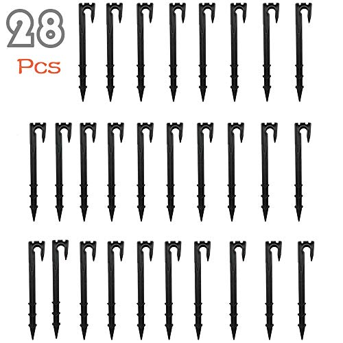 28PCS Soaker Hose Stakes Garden Hose Stake Hose Holder Stake Hose Guide Stake Water Hose Stake1/2inch 1/4inch 5/32inch Black