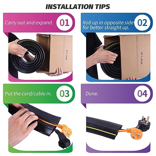 6.5FT Heavy Duty PVC Floor Cable Cover, Floor Cord Cover, Cable Protector Protect Wire for Indoor and Outdoor Cable Cavity = 0.94" (W) x 0.4" (H)(3 Channels - size: 3 channel 6.5FT