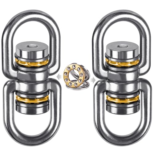 SELEWARE Bearing Swing Swivel, 360° Rotational Device Hanging Accessory for Web Tree Swing, Hammock Chair, Climbing Rope, Aerial Yoga, Kids Swing Swivel, Hold Up to 1200LB, 2 Pack - color: Swivel Only, 2 Pack