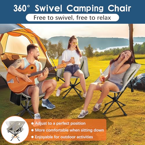 Raynesys Portable Camping Chair 2 Pack, 8 Seconds Quick Setup Folding Camping Chair, Flexible 360° Rotation, 3.8Lb Lightweight Travel Chairs for Easy Carry to Hiking, Sporting, Beach, Khaki - color: Khaki, size: 2 Pack