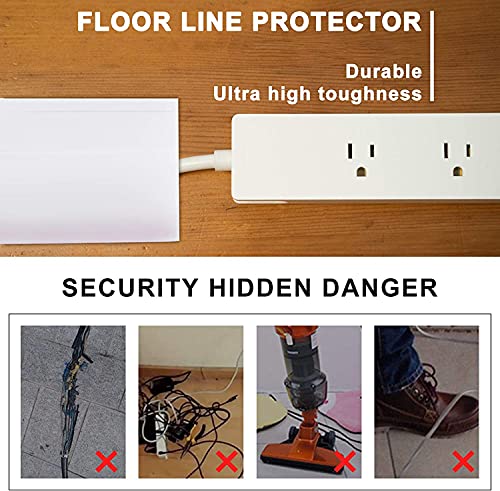 20Ft Floor Cord Cover Transparent Silicone Cable Protector Easy to Install Wire Organizer and Hider for Home, Office, Garage (Transparent-2PCS 10Ft, Total 20Ft) - color: Transparent-Silicone, size: 20Ft