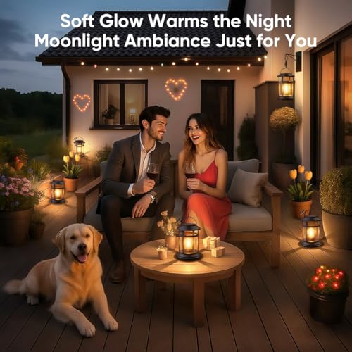 Solar Lanterns Outdoor Waterproof: 4 Pack Hanging Solar Lights for Outside Patio Porch Garden Tabletop Decor - Bright LED Warm White Solar Powered Lighting - Unique Gardening Lovers Mom Gifts - size: 4 Pack