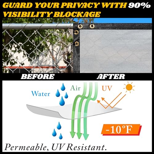 Royal Shade 6' x 50' Grey Fence Privacy Screen Cover Windscreen with Heavy Duty Brass Grommets - Cable Zip Ties Include (We Make Custom Size) - color: Gray, size: 0 6' x 5 0'