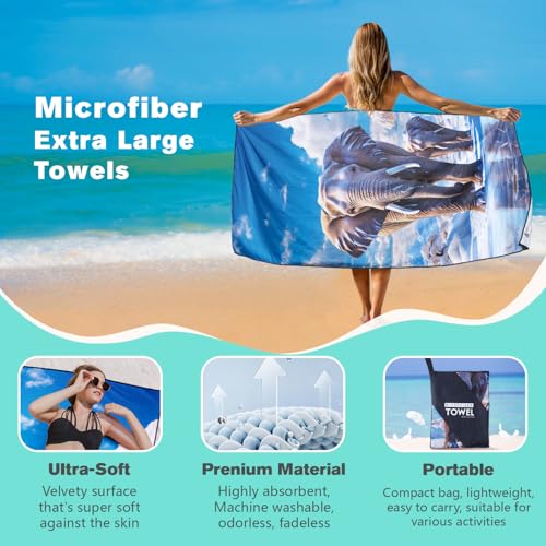 Glacier Elephant Beach Towel Oversized 36" x 72", Thin Lightweight Sand Free Quick Dry Microfiber Towel for Swimming Pool Cruise Camping Travel - color: Color_5