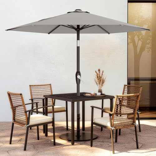 AreShark 7.5FT Patio Umbrella Table Market Umbrella with 6 Sturdy Ribs, Button Tilt/Crank Heavy-Duty Round Outdoor Umbrellas for Garden, Deck, Backyard,and Pool, Foggy Gray - color: Foggy Gray, size: 7.5FT