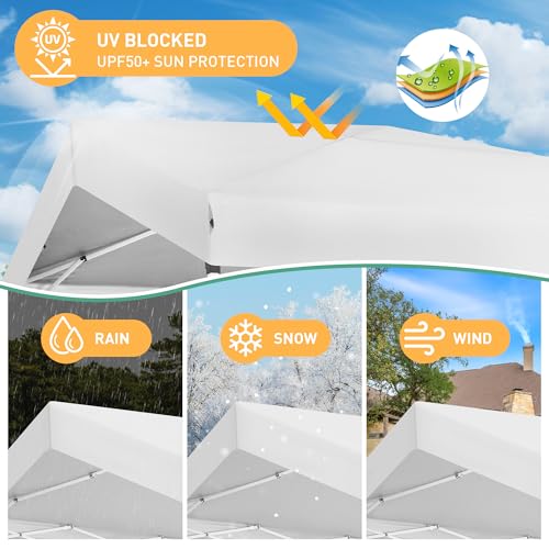 COBIZI 10x10 Pop up Canopy Portable Garage with 1-Button Push Center Lock, Car Port Garage with 1 Sidewalls UV Resistant Waterproof All-Season Tents Shelter for Truck - color: White, size: 10x10FT