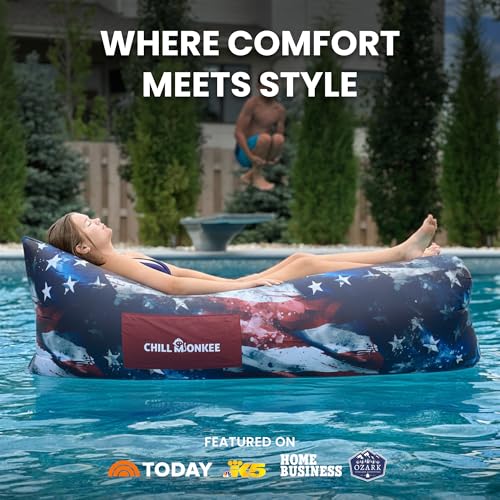 Portable Inflatable Lounger for Beach & Camping – Self-Inflating Air Couch, Beach Sofa, and Outdoor Lounge Chair for Relaxation and Comfort (American Flag) - color: American Flag