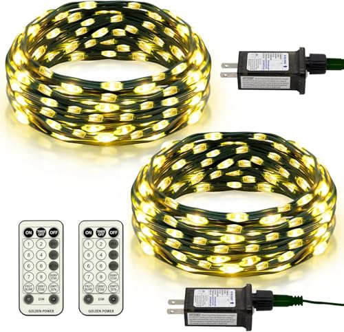 2 Pack Fairy String Lights Plug in, 33Ft Green Wire 100 Micro Starry LED Outdoor String Lights with 8 Modes Timer IP68 Waterproof Twinkle Lights for Bedroom Garden Christmas Home Decor (Warm White) - color: Warm White
