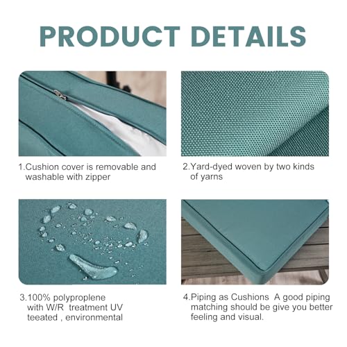 ARTPLAN Deep Seat Outdoor Patio Chair Cushions,2-Piece Seat and Back Cushion Set 24x24x6 and 18x24 Inches,Square，Aqua - color: Aqua