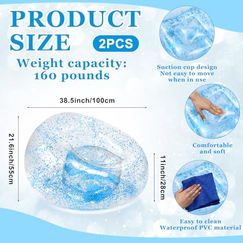 Realspring Inflatable Bean Bag Chair for Adult Bean Bag Sofa Chair Blow up Inflatable Furniture for Outdoor Living Room Bedroom Balcony Travel Party Gift Accessories(Blue Glitter,2 Pcs) - color: Blue Glitter