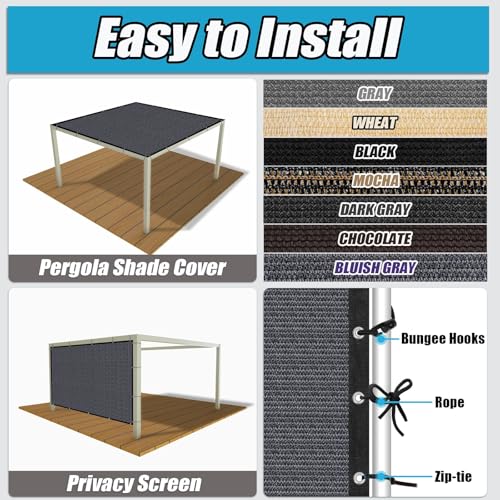 Amagenix 90% Sun Shade Cloth with Grommets, 3' x 6' Pergola Replacement Shade Cover Canopy Privacy Screen for Outdoor Patio Garden, Blue Gray (We Customized) - color: Blue Gray, size: 0 3 x 0 6 FT