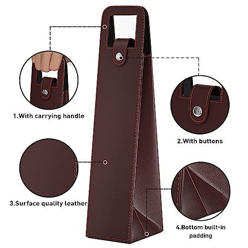 RYDDOY Wine Gift Bag, Reusable Leather Wine Tote Carrier, Single Bottle Champagne Beer Gift Bags Carrier for Birthday, Wedding, Picnic Party, Christmas festival Gifts (Brown) - color: A-Brown-16.1×3.5×3.5