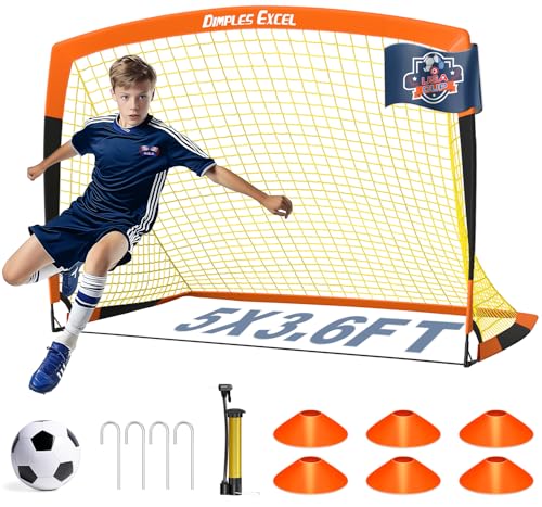 Dimples Excel Soccer Goals Kids Net for Backyard 7x5, 5x3.6, 4x3, 3x2.2 FT - style: 5x3.6 FT, 1 Pack