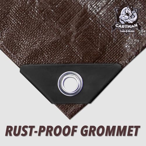 CARTMAN Finished Size 6x8 Feet Extra Thick 20 Mil Brown Ultra Heavy Duty Poly Tarp, Multipurpose Protective Cover, UV Resistant, Waterproof Poly Tarpaulin with Reinforced Edges - color: Brown/Brown 20mil, size: 6'×8'