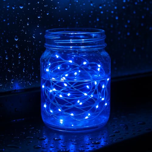 6 Pack Fairy Lights Battery Operated with Timer Silver Wire Mini 13FT 40LED Waterproof Cuttable Twinkle Christmas String Lights for Home Bedroom Wedding DIY Centerpiece Birthday (Blue) - color: Blue