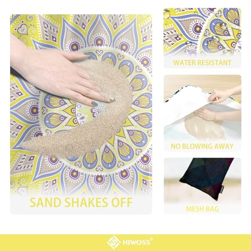 Beach Blanket Waterproof Sandproof Oversized 95”x 80”,Sand Free Beach Mat with Corner Pockets,Portable Mesh Bag for Beach Festival,Picnic,Travel and Outdoor Camping (Yellowtan) - color: Yellowtan