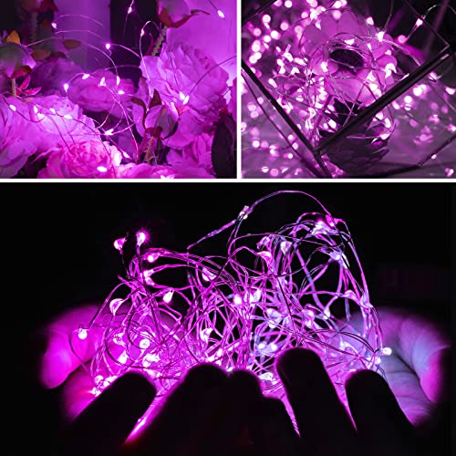 Brightown Valentine's Day 12 Pack Pink Led Fairy Lights Battery Operated String Lights Waterproof Silver Wire 7 Feet 20 Led Firefly Starry Moon Lights for DIY Wedding Party Bedroom - color: Pink, size: 12 Pack