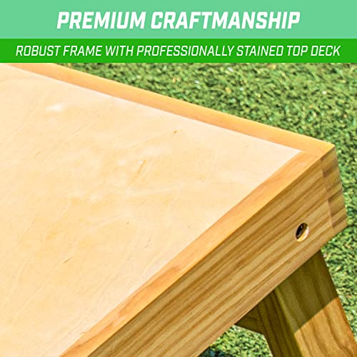 GoSports Premium 4 ft x 2 ft Regulation Competition-Ready Cornhole Board Set - Thick Wooden Board with Stop and Slide Bags - Complete Set for Yard Games, Backyard Outdoor Party Events - style: Natural