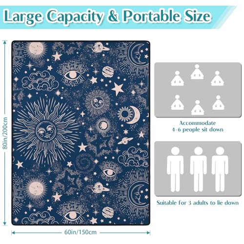 Gothic Picnic Blankets Waterproof Foldable,60″X80″Thick Picnic Mat Blue Outdoor Blanket for Grass, Sun and Moon Beach Blanket Sandproof Picnic Accessories for Camping Party Travel Park Lawn - color: A01, size: 5' X 6'8" (Rectangular)