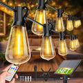 VOLIVO 54FT ST38 Solar String Lights Waterproof,Patio Lights Solar Powered with Remote & USB Port 16+1 LED Shatterproof Bulbs 8 Light Modes, Dimmable Solar Light for Camping Backyard Garden - size: 54 FT(16 Sockets)