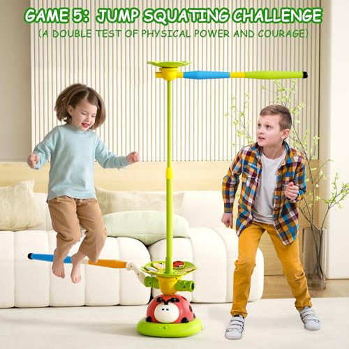 5 in 1 Musical Jump Toys, Toss Ring Game Stomping Launch Rocket Launcher for Kids, Obstacle Avoidance & Jump Squating Toy Games Remote Control Outdoor & Indoor Toys for Ages 4-8 8-13
