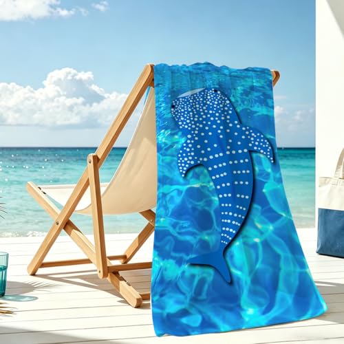 Whale Shark Microfiber Lightweight Beach Towel Sand Free Quick Dry Absorbent Thin Towels Blanket for Swimming Pool Camping Beach Vacation Essentials Accessories Travel Things for Cruise Gym - color: Lcs Multicolor 1539