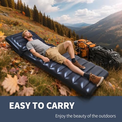 Inflatable Lounge Chair Recliner - Heavy-Duty Air Sofa Bed with Adjustable Backrest, Portable Indoor Outdoor Lawn Chair for Patio, Beach, Camping, Backyard (220cm/86.6in, Black) - color: Dark Grey