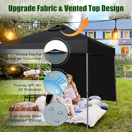Eurmax USA NOMATTER ONE-Person Open&Close 10x10ft Pop Up Canopy Tent,Portable Shelter for Outdoor Events with 1 Removable Sidewall,Instant Canopies,Temporary Sunshade,Bonus 4 Sand Bags (Forest Green) - color: forest green, size: 10x10 nomatter