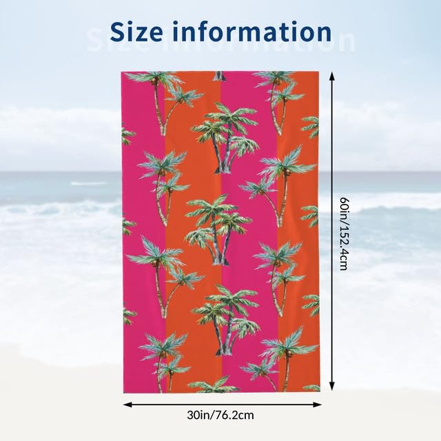 JOOCAR Orange Pink Coconut Tree LGBT Beach Towel Gay Pride Stripe Microfiber Beach Towels Blanket Oversized XL Tropical Big Extra Large Pool Towels Quick Dry Sandproof for Women Girls Men 30x 60 Inch - color: B2