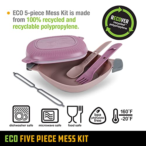 UCO Recycled ECO 5-Piece Camping Mess Kit with Bowl, Plate, Switch Spork Utensil Set - color: Plum Purple