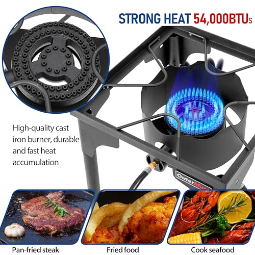OuterMust Outdoor Propane Burner Camping Stove Gas Burner with Adjustable Legs Ideal for Camping, Home Brewing, Turkey Frying and Maple Syrup Boiling - size: Single Burner - Adjustable