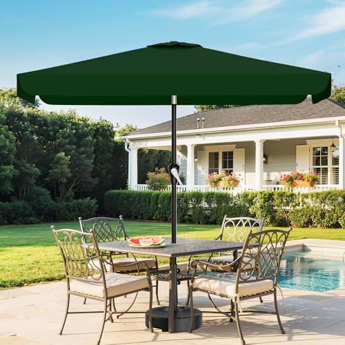 AreShark 6.5 x 10 FT Rectangular Valance Patio Umbrella, Outdoor Umbrella with Tilt and Crank, Market Table Umbrellas W/ 6 Ribs UV Protection for Garden, Deck, Backyard and Pool, Dark Green - color: Dark Green, size: 6.5x10 FT