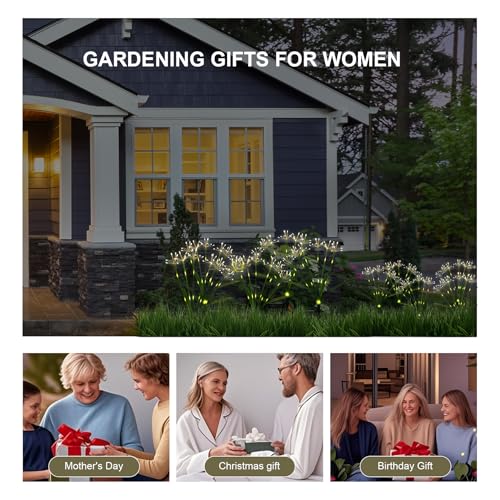 Solar Garden Lights Decor: Gardening Gifts for Women Mothers Day Warm White - Waterproof Twinkling Swaying Firefly Solar Lights Outdoor with 2 Modes for Yard Patio Pathway Decoration 4-Pack - color: Warm White, size: 4 Packs