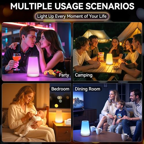 Auxmir Rechargeable LED Night Light, Touch & Remote Control Bedside Lamp with 13 Colors, 5 Brightness Levels, Portable Table Lamp for Kids Baby Nursery, Bedroom, Bathroom, Camping, White - color: White