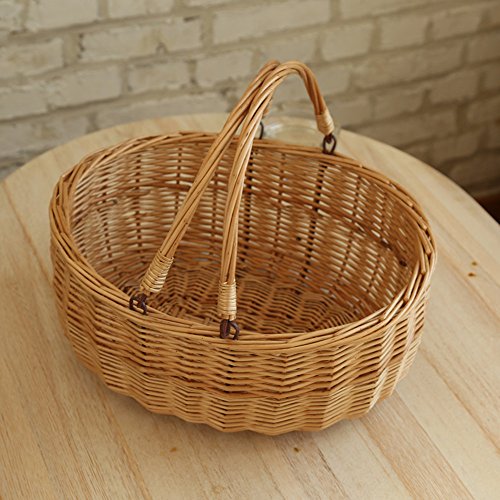 Wicker Picnic Baskets with Handles.Kingwillow. (Natural) - color: Natural