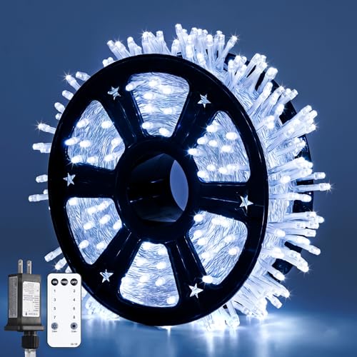 JMEXSUSS 1000 LED White Christmas String Lights Outdoor with Remote, 272 Ft Outdoor String Lights for Outside Patio Garden Bedroom Party Holiday Wedding Decor - color: White, size: 1000 Led