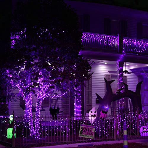 Dazzle Bright Halloween Fairy String Lights, Total 40FT 120LED Copper Wire Battery Operated Waterproof Lights, Halloween Decorations for Indoor Home Outdoor Garden Patio Party Decor (Purple) - color: Purple