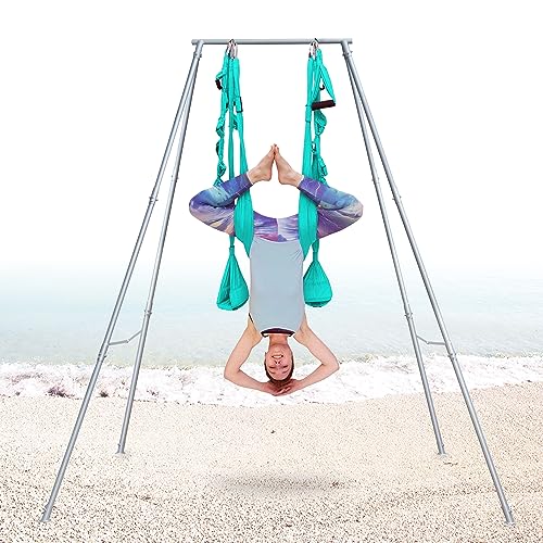 FEBTECH - Aerial Yoga Stand Frame - Heavy Duty Steel Yoga Trapeze Stand Support up to 550 lbs - Portable Indoor Outdoor Arial Stand