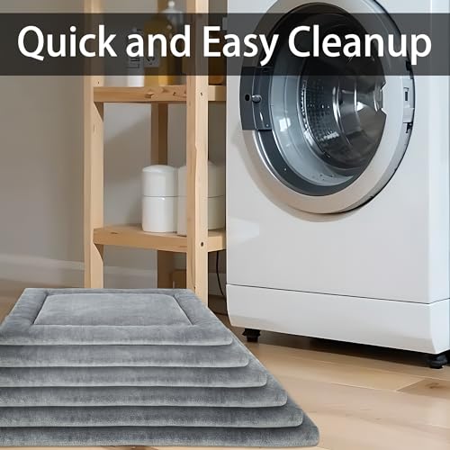KHONSU PET Dog Bed Mat for Crate 1.1in Slim Cooling Pad Reversible Flannel & Waterproof Canva for XXXL Dogs up to 130 lbs, Fits 54"x33" Basic Crate - color: Grey, size: Xxxl