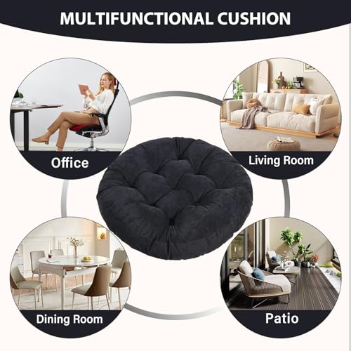 Tiita Outdoor Cushions Square Floor Pillow Thicken Tufted Seat Pad Large Floor Cushion for Yoga Meditation Living Room - color: Round|black, size: 1 Count (Pack of 1)