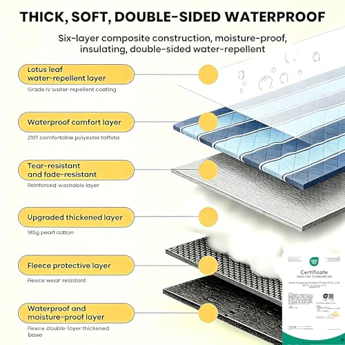 HX&OD Extra Large Picnic Outdoor Blanket, 80”x60” Waterproof Picnic Mat Foldable Camping Blanket Portable with Carry Strap for Beach Mat Outdoor Camping Party(Grey&Green) - color: Grey&green, size: 80 x 60 inches