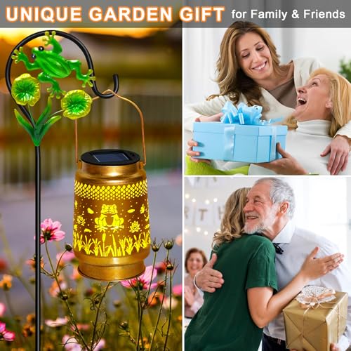 2 Packs Frog Solar Lanterns Outdoor Waterproof with Shepherd Hook,Christmas Decorations Birthday Gifts for Women Mom Grandma,Hanging Solar Lights,Cute Frog Decor for Yard,Patio,Lawn,Garden Accessories - style: 2 packs solar frog lanterns