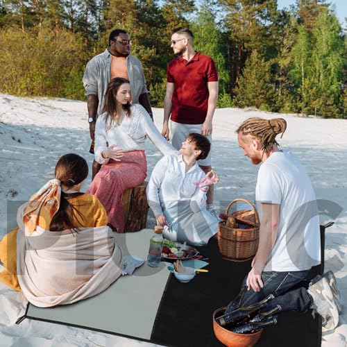 Frelaxy Pocket Picnic Blanket, Waterproof Sandproof Beach Mat, Compact Camping Tarp for Festivals, Hiking, Travel, Outdoor Recreation (Grey, 57'' x 71'') - color: Grey, size: 57'' X 71''