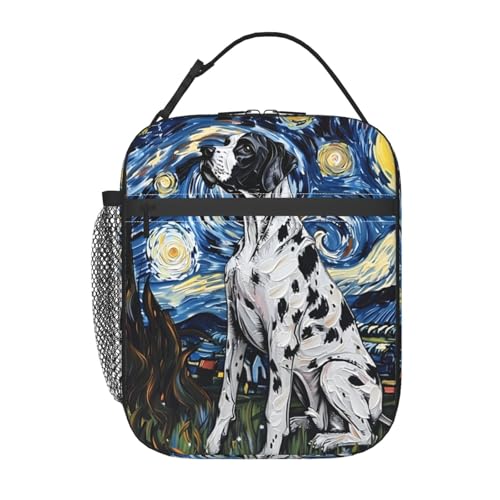 Reusable Cool Dog Lunch Box for Kids Girls Boys Women Adult, Insulated Great Dane Lunch Bag,Polyester Cooler Handbags Case for School Picnic Work Travel Outdoor Beach or Hiking - color: Great Dane 03
