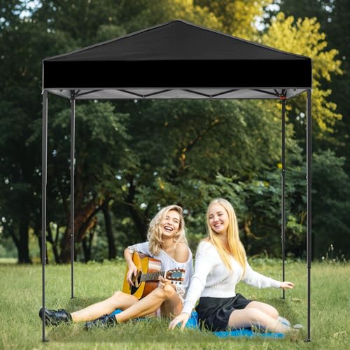 EAGLE PEAK 6x4 Instant Pop Up Canopy Tent, Straight Leg Sun Shelter, Portable Canopy with Carry Bag for Camping, Beach & Sports, Black - color: Black, size: No Wall